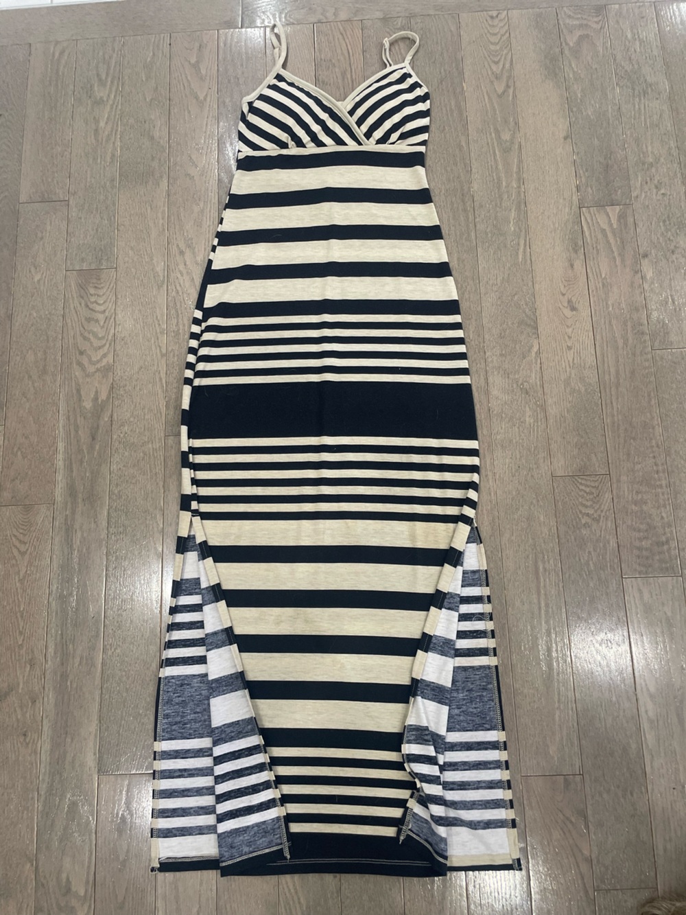Razzle Dazzle Blue Striped Cut Out Slit Maxi Dress S - Picture 3 of 16